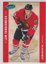 2005-06 UD PARKHURST JIM VANDERMEER /100 FACSIMILE AUTO PARALLEL #114 Blackhawks