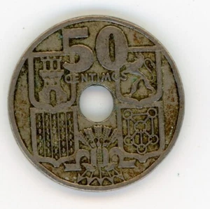 SPANIEN ESPAÑA 50 CENTIMOS 1949 ( 51 ) Pfeile nach unten KM 776 ss+ - Bild 1 von 3