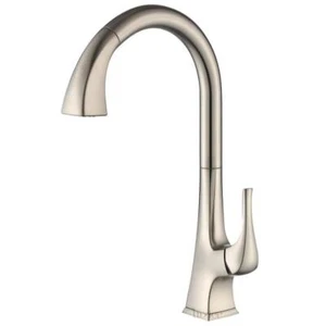Luxier Pull Down Kitchen Faucet Ceramic Deck Mount 1Handle BrushNickel 2Function - Picture 1 of 8