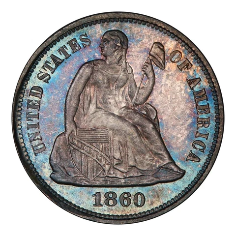 1860 Seated Liberty Dime PCGS PR66+ Cover