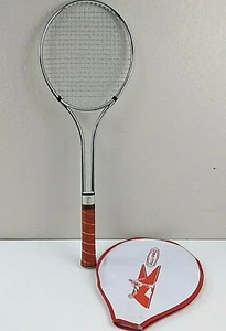 Sears Tennis Racket Tempered Steel Frame Cowhide Grip 4 1/2'' Racquet Cover - Picture 1 of 6