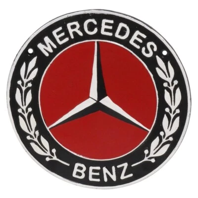 Letrero de pared Mercedes Benz metal hierro logotipo decoración garaje placa cueva rojo Foto 1 de 4