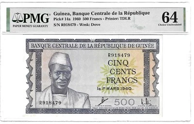 1960 Guinea 500 Francs PMG MS 64 Choice Uncirculated Pick# 14a Banknote - Image 1 of 2