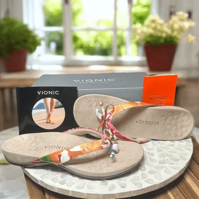 Sandalias ortopédicas sin cordones Vionic Cassie soporte para el arco chanclas cómodas para mujer 9” Foto 1 de 4