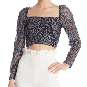 Keepsake the Label Engage Lace Long Sleeve Navy Crop Top, BNWT, Size XS.RRP $250 - Picture 1 of 13
