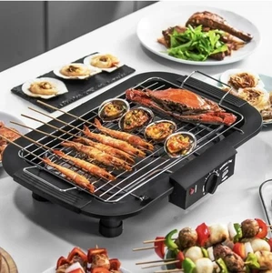 Electric In /outdoor Grill Portable Smokeless Non Stick Cooking BBQ Griddle - Picture 1 of 11