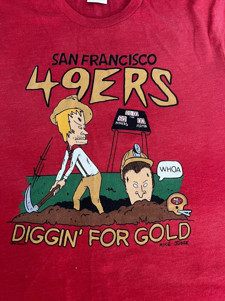 Camiseta roja Beavis & Butthead diseño raro de los San Francisco 49ers NFL HN4828 Foto 1 de 1