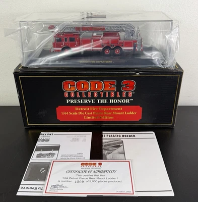 Code 3 Detroit Fire Department Pierce Rear Mount Ladder 1 - Brand New in Box - Image 1 of 4