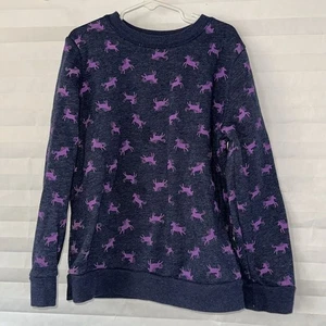 Cat & Jack Girls Sweatshirt Unicorn Dark Blue Purple Long Sleeve Size M (7/8) - Picture 1 of 3