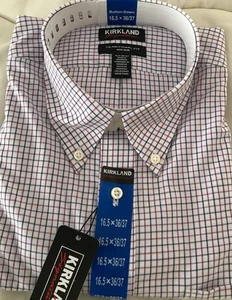 Kirkland Men's Traditional Fit Non-Iron Dress Shirt Multicolor Size 16.5 NEW - Picture 1 of 2