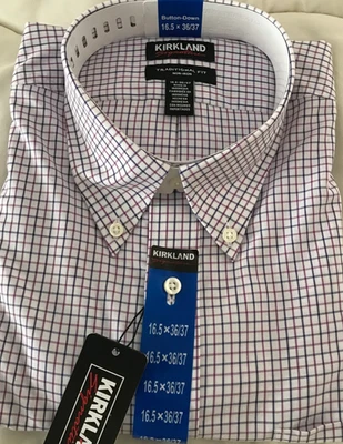Kirkland Men's Traditional Fit Non-Iron Dress Shirt Multicolor Size 16.5 NEW - Image 1 of 2