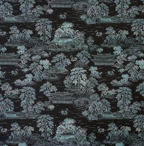 Premium Korean Silk Mikado Twill Aurora Black Swan Hanbok Dress Fabric 45cm/yard - Picture 1 of 11