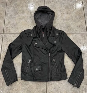 Women's Small Lucky Brand Black Buttersoft Leather Jacket Motorcycle Biker Moto - Picture 1 of 12
