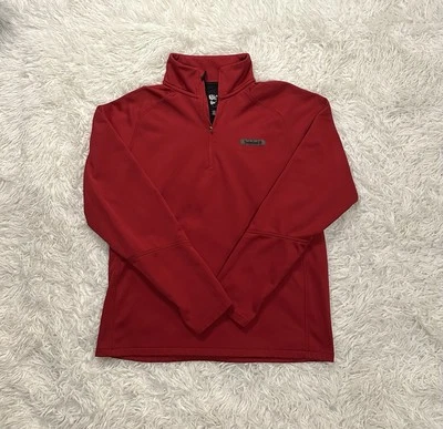 Timberland Men’s Activewear Quarter Zip Up Red Thumb Hole Sleeves - Size M - Image 1 of 4