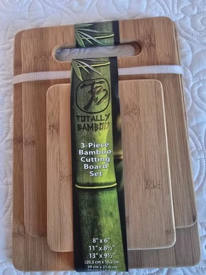 3 件竹制切割板套装厨房用 - 多种尺寸 — 第 1/4 张图片