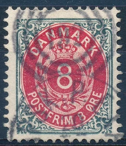 Denmark Scott 44a/AFA 25By, 8ø gray/red Bicolour, F-VF U, SHIP Cancel 192 R! - Picture 1 of 1