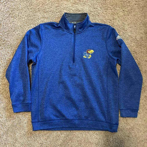 Men’s Adidas Kansas Jayhawks Climawarm Team Issue 1/4 Zip Pullover  Size XL Cover