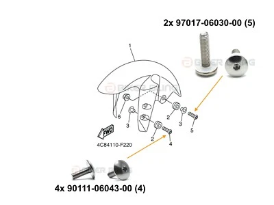 6 x Yamaha YZF R1 2007-2008 передний брызговик крыло обтекатель болты фиксации набор - Изображение 1 из 3