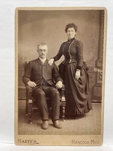 Haefer Studio Hancock, Michigan Vintage Cabinet Card of a Couple - Picture 1 of 2