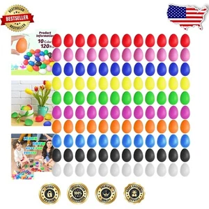 Vibrant 120 Pcs Plastic Easter Egg Shakers - Ideal for Kids' Rhythm Play - Picture 1 of 9