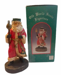 Vintage "Old World Santa" Figurine With Staff & Gift Backpack #15819 Mint In Box - Picture 1 of 8