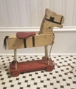 Antik Vintage 1935-36 Fisher Price Rad Pferd Zugspielzeug - Bild 1 von 6