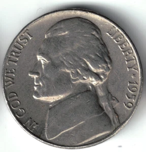 USA - 1959P - Jefferson - 1st Portrait - Low Mintage, No Mint Mark - #20141 - Picture 1 of 2
