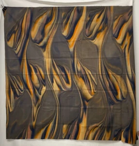 Clearace Fabric Brown Ocean Waves Cotton Quilt Fabric Flames 1 Yd x 40" - Picture 1 of 4