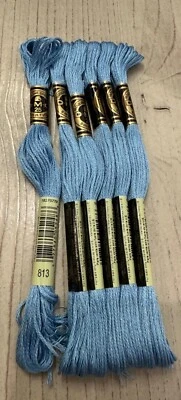 Gallic Blue #813 DMC Mouline Special 25 Embroidery Floss 8M Lot of 6 - Image 1 of 4