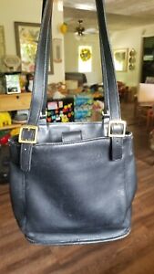 Coach Vintage 6008 Black Raw Leather Bucket Shoulder Bag Purse Handbag USED FLAW