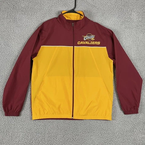 Cleveland Cavaliers Jacket Mens Large Red Yellow NBA Basketball Full Zip Cover