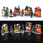 Christmas Village Set Resin Christmas Scene Village LED Lighted Miniature Houses