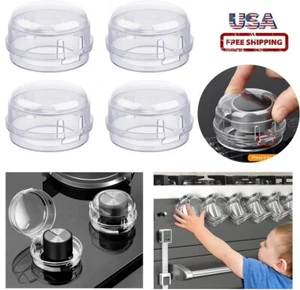 2/4× Universal Kitchen Stove Knob Covers Protection Locks Clear for Child Safety - Picture 1 of 14