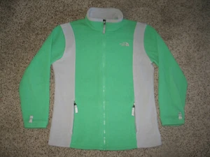 XL GIRLS THE NORTH FACE FLEECE ZIP-UP JACKET NEAT! COLORS NEON GREEN & GRAY POLY - Picture 1 of 12