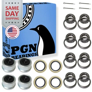 (2) L44643/10, 1" Axles Trailer Wheel Hub Bearings Kit Seal + Pin + Dust Cover - Picture 1 of 8
