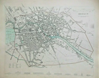 RARE Berlin City Map (1853) Germany, German, George Cox, Part Colour - SDUK - Image 1 of 4