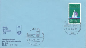 Olympiade 1972 Sonderumschlag und Stempel b Olympia Fackellauf Kiel 27.8.1972 - Bild 1 von 1