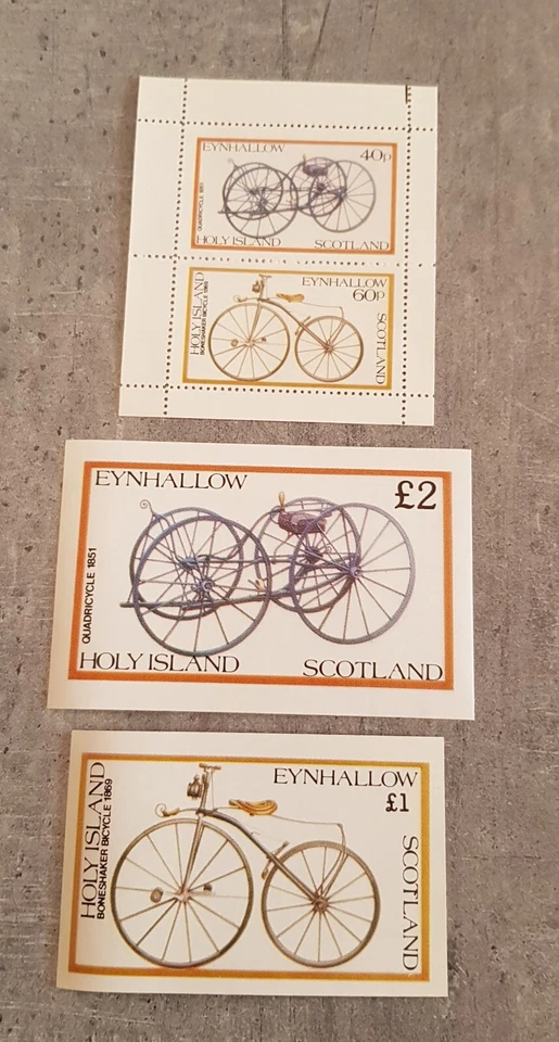 SCOTLAND QUADRICYCLE &BONESHAKER BICYCLE 3 BLOCKS PERF &IMPERF MNH - Image 1 of 1