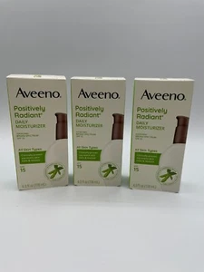EXPIRED 3 Pack  Aveeno Positively Radiant Daily Moisturizer SPF 15 4.0 oz Soy - Picture 1 of 6