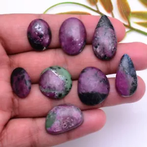 8 Pcs Natural Ruby Zoisite Untreated 18mm-26mm Cabochon Glossy Loose Gemstones - Picture 1 of 10