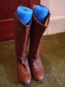 Frye Damen Pippa braun genarbtes Leder Reißverschluss hinten hohe Stiefel Größe 7,5 B - Bild 1 von 14
