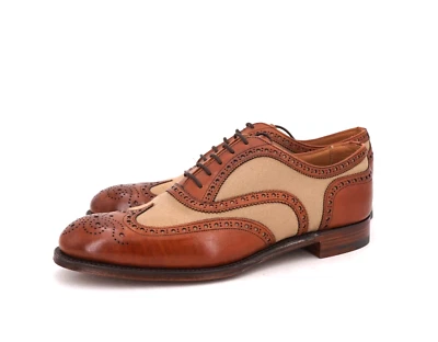 NOVO | US$ 630 PAUL STUART REINO UNIDO 7 EUA 8 PONTA DE ASA DE COURO MARROM SARJA BRONZEADA BALMORAL - Imagem 1 de 4