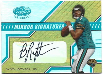 Tarjeta autógrafa de novato Leaf Byron Leftwich 2003 #7/25 1/1 Jaguars Foto 1 de 4