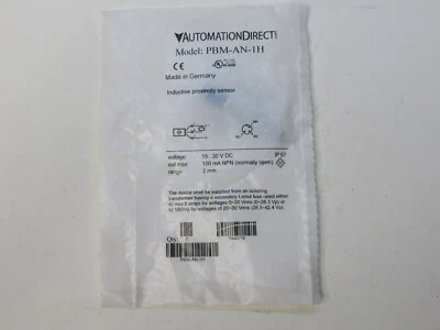 (NEW) AUTOMATION DIRECT PBM-AN-1H PBMAN1H 15-30Vdc Inductive Proximity Sensor - Image 1 of 2