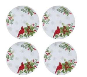 Winter Garden Poinsettia and Cardinals Christmas Placemat Set of 4 - Picture 1 of 1