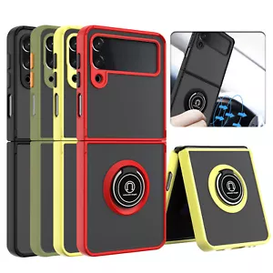 For Samsung Galaxy Z Flip 4 3 5G Ring Case Magnetic Metal Kickstand Clear Back - Picture 1 of 13