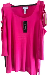 Joseph Ribkoff Cut-out Shoulder Top, NWT, 3/4 Sleeve In Dazzle Pink, 16 - Picture 1 of 8