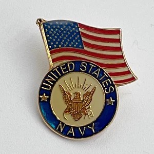 United States Navy USN Lapel Pin American Flag Naval Seal Pinback - Picture 1 of 6