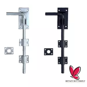 12" 24" Drop Bolt GATE GARAGE STRONG Heavy Duty Shed Stable Galvanised Black - Picture 1 of 23