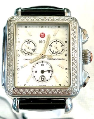 Michele Stainless Steel Deco Diamond Watch with a Mother Of Pearl Face (71-6000) - Image 1 of 4